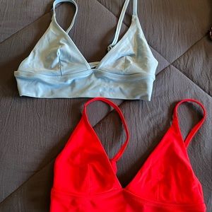Aerie Blue and Red Triangle Top w/ Black Aerie Bottoms